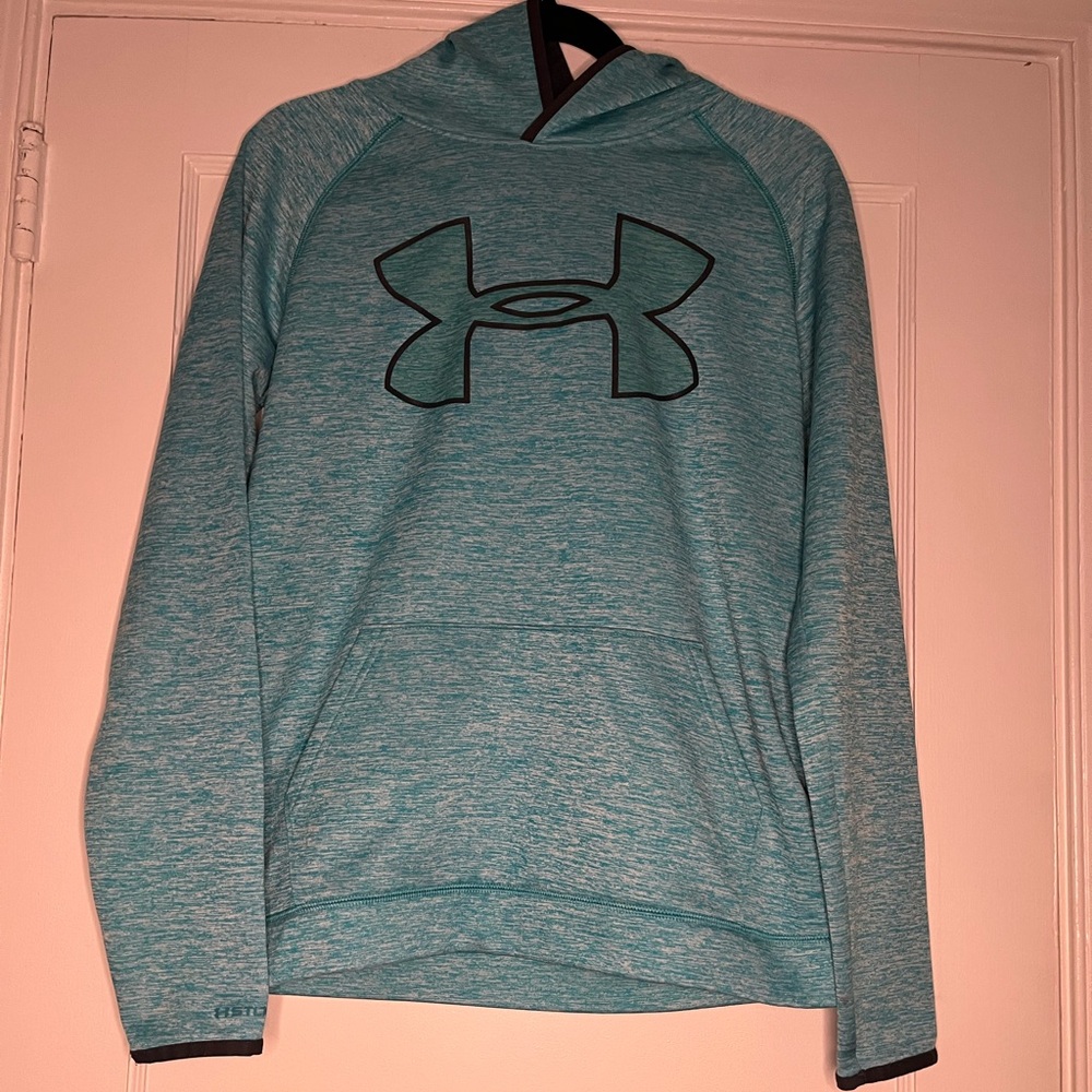 Under Armour Heathered Teal Pullover Hoodie with Logo Kids XL